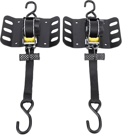 CHICIRIS 2PCS Retractable Truck Bed Ratchet Straps, FL3Z 9928408 AB Self Retracting Tie Down Straps with Boxlink Plates and Dual Screw Bracket, for Securing Boats Motorcycles Bikes