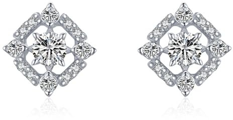 Daesar Weißgold Ohrstecker Damen 375 585 750 Echtgold, Ohrringe Quadrat mit Moissanit Hochzeit Ohrstecker Nickelfrei für Frauen
