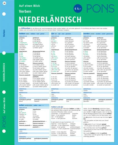 PONS Verben auf einen Blick Niederländisch: kompakte Übersicht, Verbformen und Konjugationen nachschlagen (PONS Auf einen Blick)