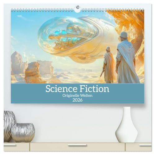 Science Fiction - Originelle Welten (hochwertiger Premium Wandkalender 2026 DIN A2 quer), Kunstdruck in Hochglanz: Zukunftsvisionen im Science Fiction Stil (CALVENDO Wissenschaft)