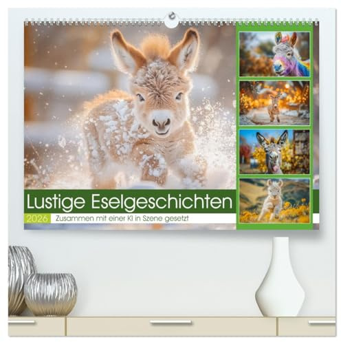 Lustige Eselgeschichten (hochwertiger Premium Wandkalender 2026 DIN A2 quer), Kunstdruck in Hochglanz: Von ihren eigenwilligen Charakterzügen bis hin ... Quelle der Freude macht. (CALVENDO Tiere)