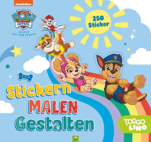 PAW Patrol Stickern, Malen, Gestalten: Malbuch mit 250 Stickern I Für Kinder ab 3 Jahren