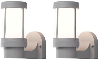 KONSTSMIDE 2er Set dimmbare Wandleuchten SIENA in Grau, Acrylglas opal, Außenbeleuchtung modern, 7513-302