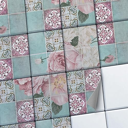 CREATISTO Mosaikfliesen Fliesenaufkleber Fliesenfolie - Stylische Sticker Aufkleber für Fliesen I Stickerfliesen - Mosaikfliesen für Küche, Bad, WC Bordüre (20x25 cm I 12 -Teilig)