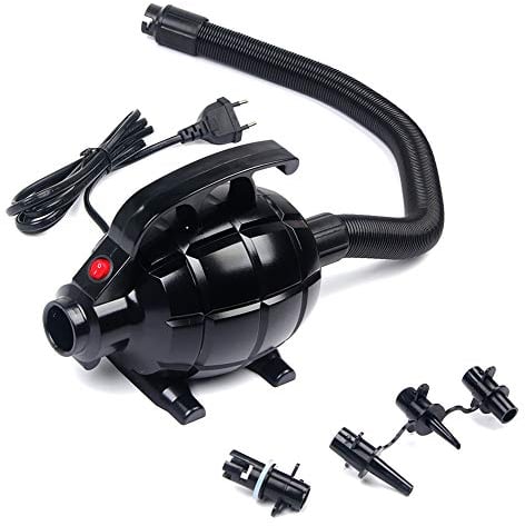 Triclicks 500W Bomba de Aire Eléctrica,Inflador Electrico,Hinchador Electrico para Rápido Inflar/Desinflar con 3 Boquillas para Tabla de Sup Hinchable Gimnasia Tumbling Mat Flooring Yoga