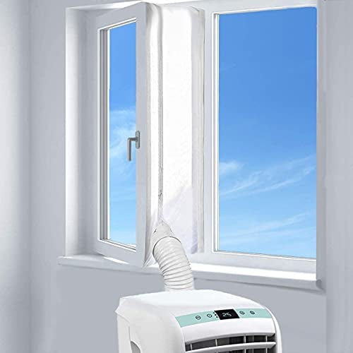 AUGOLA AC Window Seal Unit for Portable Air Conditioner And Tumble Dryer, Hot Air Stop Kit for All Mobile Air Conditioning, Air Exchange Guards with Zip and Strong Hook&Loop Fastener(400CM/157in)
