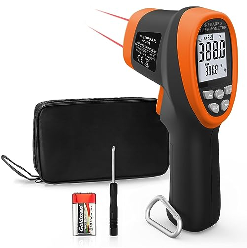 Infrarot Thermometer, Digitale Temperaturpistole -50℃~1500℃ mit Hintergrundbeleuchtetem LCD-Display 30:1, für Kochen/Gefrierschrank/Industrie, Einstellbarer Emissionsgrad