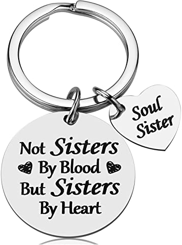 iWenSheng Freundschaftsgeschenke für Frauen, Schwester – Not Sister By Blood But Sisters By Heart Schlüsselanhänger, Geburtstagsgeschenk für beste Freundin, BFF-Schmuck