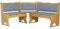 Polster Eckbank Kiefer Holz, Alder Farbe mit Polsterung Grau MASSIVHOLZ NEU Grau Hell (100 x 200)