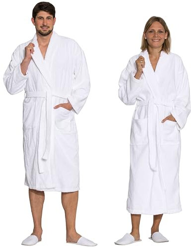 ZOLLNER Bademantel lang - hautfreundlich und super saugstark - für Damen und Herren - Baumwolle - Größe XS - weiß - waschbar bis 95°C - Hotelqualität - Oeko Tex® zertifiziert