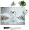 Glass Chopping Board - Swans Forming a Love Heart in Abstract - Textured Worktop Saver Cutting Board - Heat Resistant, Shatterproof and Hygenic - 39 x 28.5 cm