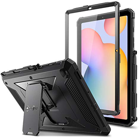 Fintie Hülle für Samsung Galaxy Tab S6 Lite 10.4 2024/2022/2020 - Ganzkörper-Rugged Hybrid Stand Schutzhülle mit eingebauter Schutzfolie, Schwarz