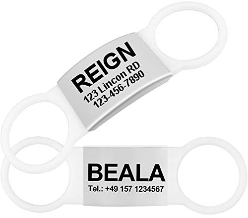 TagME 2er Pack Hundemarke/Hundemarke mit Gravur für Hunde für Kleine und Mittelgroße Hunderassen, Personalisierbar, Weiß, L