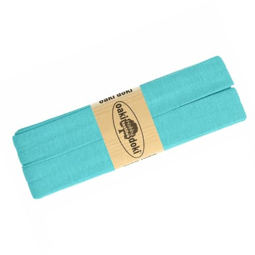 3m Oaki Doki Tricot de Luxe Jersey-Schrägband Einfassband elastisch 65 Farben, Farbe:helltürkis