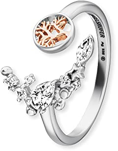 Engelsrufer Damen Ring Bicolor mit rosévergoldetem Lebensbaum aus Sterling Silber - besetzt mit 7 Zirkonia Steinen - größenverstellbar - nickelfrei