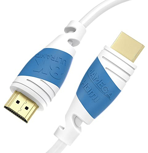 JAMEGA 8K HDMI Kabel 2.1-3m High-Speed Ethernet-Cable - 8K@60Hz 4K@144Hz DSC 48 Gbps 3D HDTV DolbyVision UHD II HDCP 2.3 eARC kompatibel mit PS5, XBOX Series X - Weiß