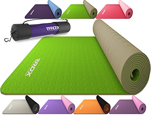 RDX Yogamatte rutschfest, 6MM TPE Gymnastikmatte, Reach ROHS Konform Trainingsmatte, Fitness Übungsmatte Workout, Sportmatte mit Gurt Tragetasche, Pilatesmatte Yoga Gymnastik 183 X 61 X 0.6 cm