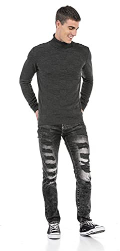 Cipo & Baxx Herren Pullover CP241 Anthrazit – Stylischer Strickpullover im modernen Design mit hohem Perfekt für Freizeit, Alltag & Coole Streetwear Outfits - CP241 Anthrazit L
