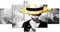 Wondbeau Impression sur Toile Cinq Tableaux Consécutifs Décoration De Maison Moderne Peinture 5 Panneaux Abstraits Modulaire Poster avec Cadre S/75cm×40cm Anime Japonais One Piece Luffy