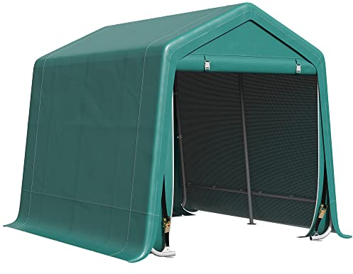 Outsunny Garage Moto per Esterno 2.4x2 m, Tenda Garage per Attrezzi in Metallo e Tessuto PE, per Moto e Biciclette, Verde