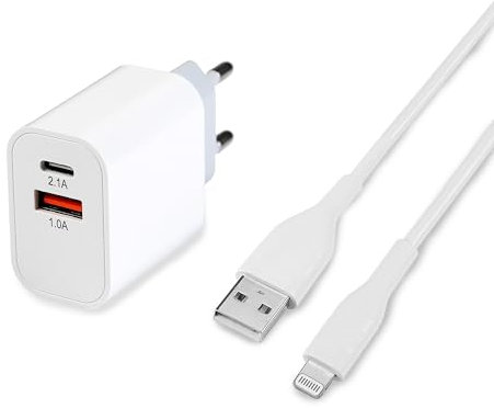 MUTTO Caricatore iPhone - Caricatore USB C, Presa USB C + USB A Multiplo e Cavo iPhone per iPhone 14/14 Plus/14 Pro/14 Max/13/12/11 XR XS SE Mini X 8 7 6, iPad, AirPods -Caricabatterie iPhone