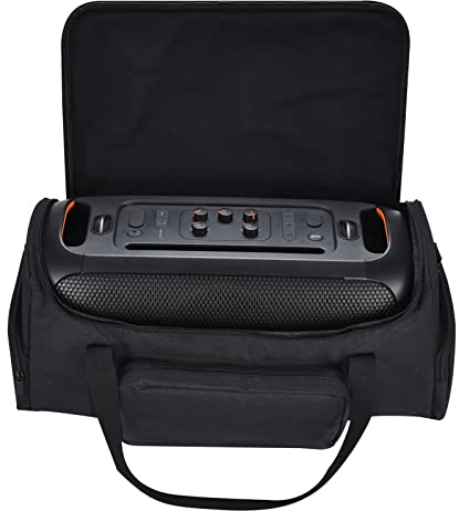 Yaowanguan Hülle Tragetasche Umhängetasche mit zusätzlichen Aufbewahrungstaschen für JBL PartyBox On-The-Go Party Lautsprecher, Mikrofone, Kabel, Telefon und Zubehör (Schwarze Hülle)