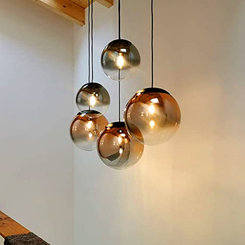 s.luce Progress Galerieleuchte Glas mit Farbverlauf 5m Abhängung Kugel Pendelleuchte, Farbe Gold, Größe Ø 20cm