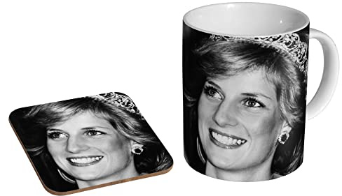 stopper Princess Diana BW - Ceramic Coffee Mug + Coaster Gift Set