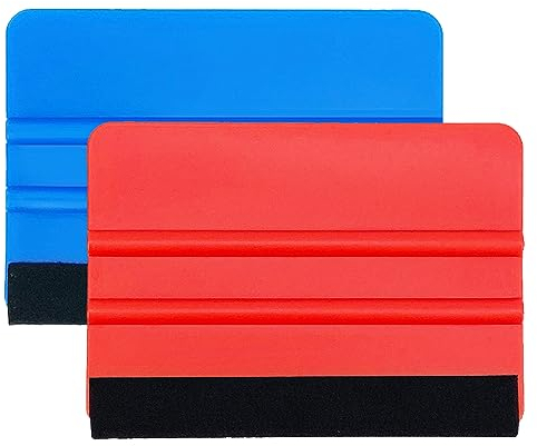 Mmgoqqt 2Stück Rakel mit Filzkante, Filzrakel aus Kunststoff für Auto Folie, Car Wrapping Folie, Fensterfolie, Tönungsfolie, Wandtattoos, 10.2cm/7.4cm