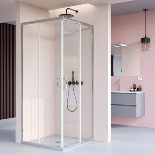 IMPERIAL BAGNO - Duschkabine zweiseitig, transparent, Antikalk-H195, 6 mm ADRY - 80 x 100 (75 x 120)