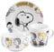 The Peanuts Snoopy Family - Juego de 3 platos, cuenco y taza de porcelana, color blanco