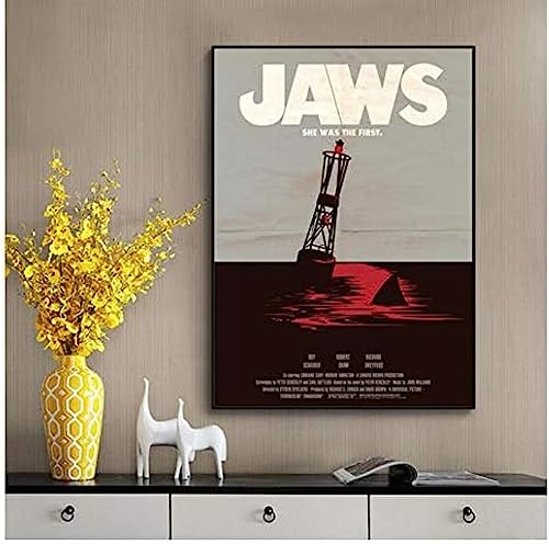 Poster Der Weiße Hai Poster, Vintage-Filmplakat, Kunst-Dekor, Wandkunst, Bilder, Leinwand, Malerei, Poster Und Drucke, Heimdekoration 50X70Cm Kein Rahmen