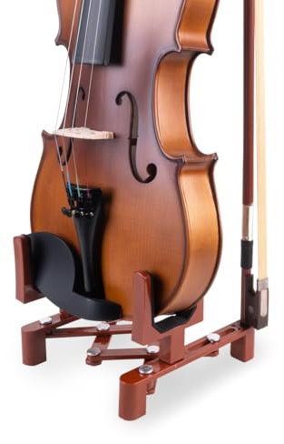 WESOLO Violinenständer, Musikinstrumentenständer mit Bogenhalter für Violine, tragbar und faltbar, Rot