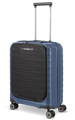 Travelite Handgepäck Koffer MOOBY Größe S, 55x40x23 cm, 2,9 kg, Vortasche | Hartschalenkoffer aus robustem Material mit Laptop Vortasche für Lufthansa, SWISS & Austrian, TSA Schloss, 4 Doppelrollen