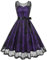 Wellwits Robe Femmes Dentelle Florale Illusion Vintage des Années 1950 Gothique Violet XL