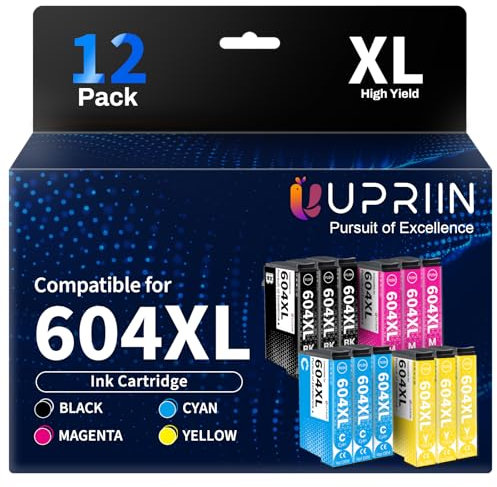 UPRIIN 604XL Tintenpatronen Kompatibel für Epson 604 604XL Druckerpatronen für Workforce WF-2910 WF-2930 WF-2935 WF-2950, Expression Home XP-3200 XP-3205 XP-4200 XP-4205 XP-2200 XP-2205(12er-Pack)
