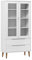 Hommdiy Vitrinenschrank MOLDEWohnzimmer Vitrine Weiß 90x35x175 cm Massivholz Kiefer