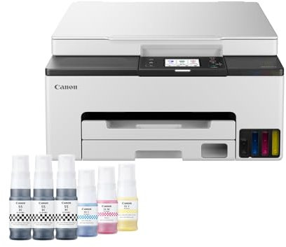 Canon MAXIFY GX1050 Wireless Color 3-in-1 Nachfüllbarer MegaTank Tintenstrahldrucker A4 Drucken, Kopieren, Scannen – Wi-Fi, Cloud Link, Ethernet-Konnektivität – Home Office Drucker, inklusive 6 x