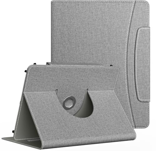 MoKo 9 10 10.1 inch Android Tablet Case,Slim 360 Degree Rotatable Back Cover Folio Case for Universal 9-11 inch Tablet, with Multi-Angle Viewing Stand, Front Pocket and Magnetic Closure, Denim Gray