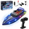 Snorthy Remote Control Boat with LED Light RC Boat for Kids Adults 2.4GHz High Speed 15km/h Racing Boats for Pools and Lakes 1200mAh Rechargeable Low Battery Alarm Pool Toys for Boys Girls (Blue)