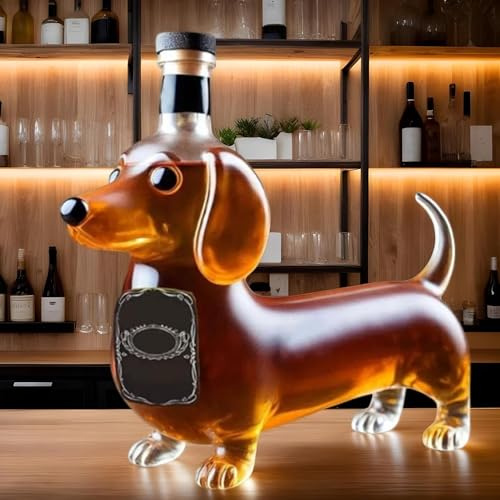 Generisch Dachshund Dog Whiskey Flasche, 3D -geformte Dackel -Form Whiskyglas Tumbler, einzigartiger Rotweinkanter für Männer, Vater, Ehemann, für Bar, Heimdekoration