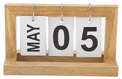 Yctze Stilvoller Kleiner Tischkalender mit Diagrammen für Monate und Daten, Holzkalender mit Metallringen Als Heim- oder Desktop-Dekoration, Perfektes für Freunde und Familie