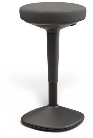 Desktronic Ergonomischer Stehhocker höhenverstellbar (57–82 cm) – Wackelhocker 37 cm Durchmesser, 360° Wackel-/Drehbasis, Komfort-Sitz, rutschfest, bis 120 kg