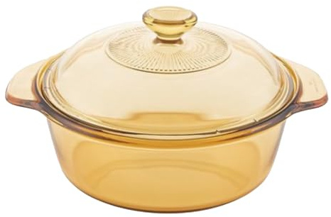 Visions Blooming Klarglas-Keramik-Suppentopf, 2 l, mit Deckel, leichtes, transparentes Kochgeschirr für Herd, Ofen und Mikrowelle
