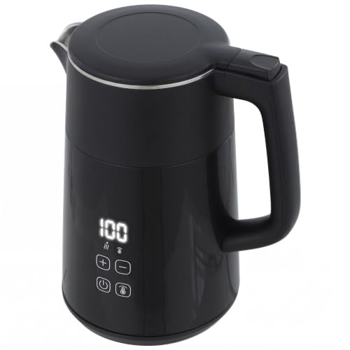 HOMCOM Elektrischer Wasserkocher 1,7L 2200W LED-Display PTFE-frei Schwarz | Schnellkochend, Warmhaltefunktion, 40-100°C Temperatureinstellung, Automatische Abschaltung, Trockenkochschutz
