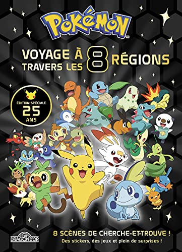 Pokémon - Mon livre collector - Voyage à travers les 8 régions: 8 scènes de cherche-et-trouve ! Des stickers, des jeux et plein de surprises. Edition spéciale 25 ans
