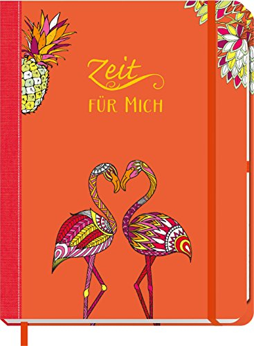 Zeit für mich - Flamingo: Eintragbuch, Tagebuch, Ausmalbuch