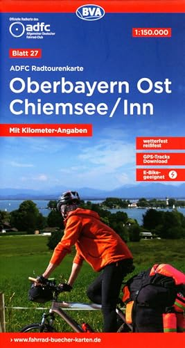 ADFC-Radtourenkarte 27 Oberbayern Ost Chiemsee/Inn 1:150.000, reiß- und wetterfest, E-Bike geeignet, GPS-Tracks Download, mit Bett+Bike Symbolen, mit ... (ADFC Radtourenkarte 1:75 000, Band 27)