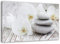 Feeby Bilder Orchidee 40x30 cm 1 Teilig Wohnzimmer Schlafzimmer Büro Flur Küche Wandbilder Leinwandbilder Modern Bild auf Leinwand Wanddekoration Kunstdruck Design Zen Weiß Grau