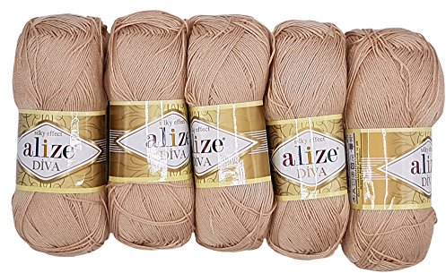 Alize 5 x 100g Diva Batik Wolle, 500 Gramm merzerisierte Strickwolle Acrylwolle